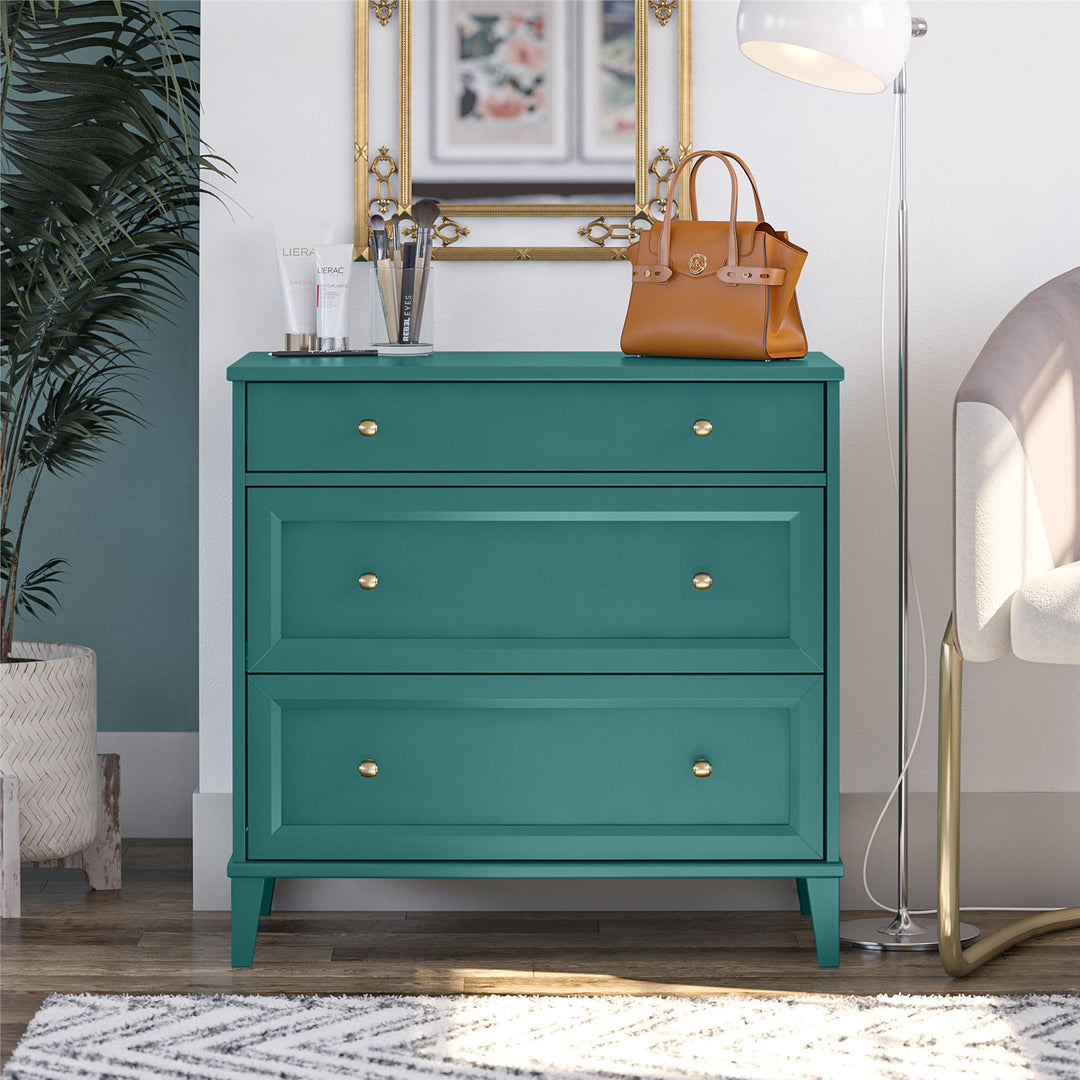2 Drawer Dresser with Modern Design Desk -  Emerald Green