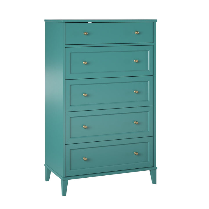 Tall Dresser with 5 Drawers -  Emerald Green
