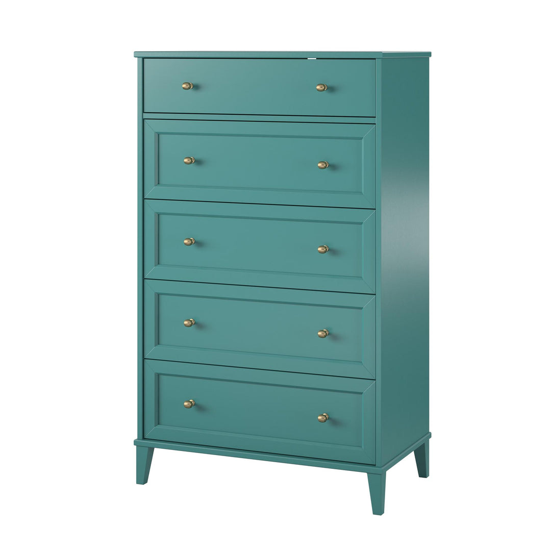 Tall 5 Drawer Dresser for Organizing Clothes -  Emerald Green