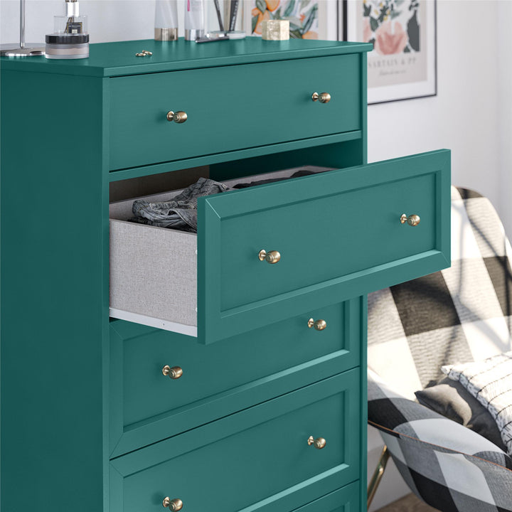 Large Capacity 5 Drawer Dresser -  Emerald Green
