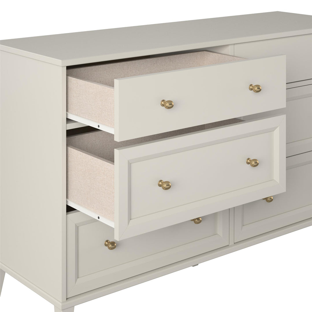Wide 6 Drawer Dresser with Sturdy Construction -  Sharkey Grey