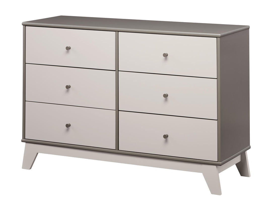 Rowan Valley Flint 6 Drawer Dresser with Solid Wood Angled Feet - Gray
