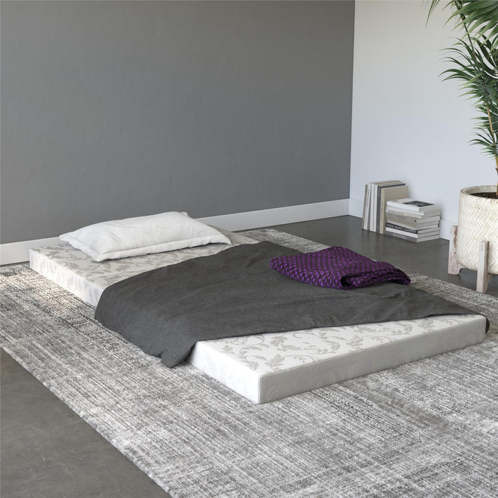 4-inch foldable mattress - White Color - Twin Size