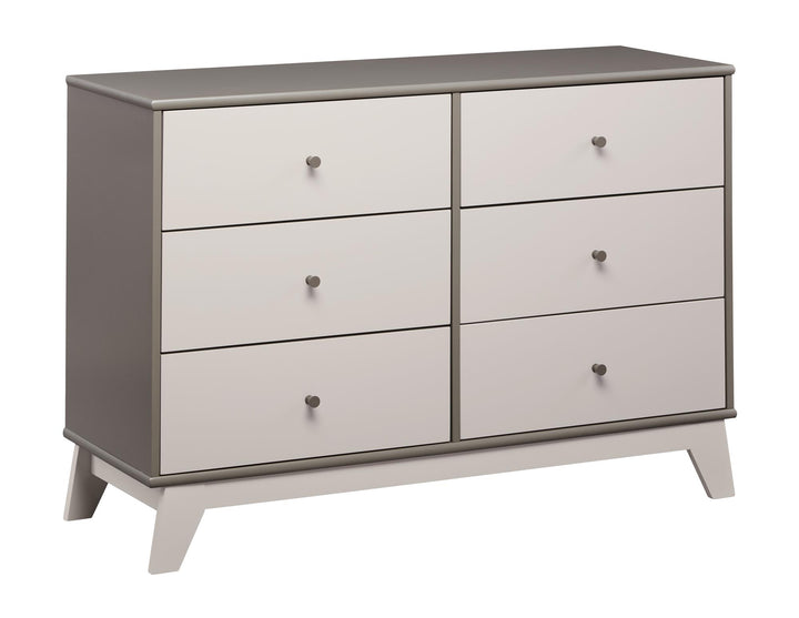 Rowan Valley Flint 6 Drawer Dresser with Solid Wood Angled Feet - Gray