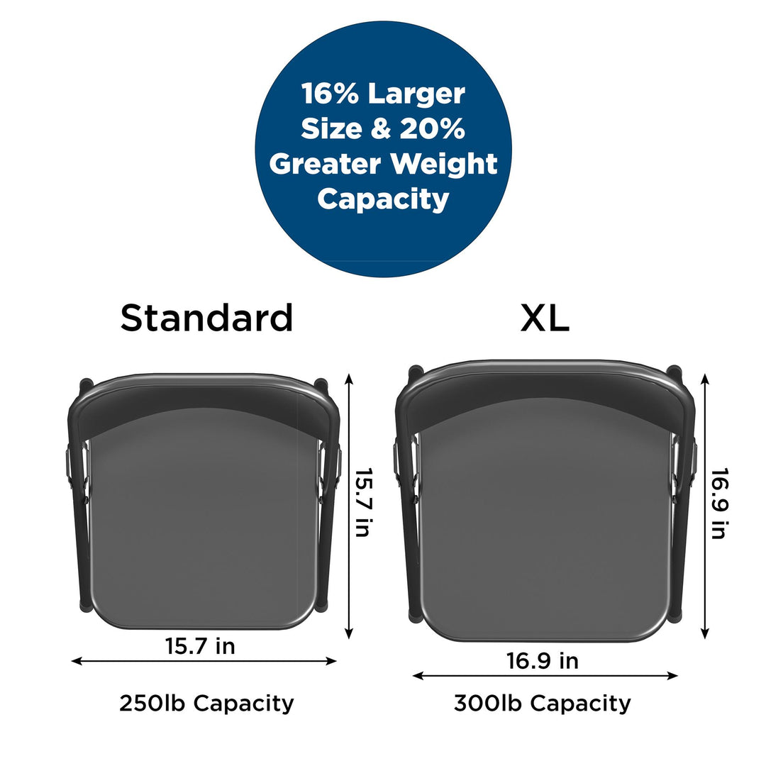 XL All-Steel Commercial Folding Chair, 300 lb. Weight Rating, Triple Brace, 4-Pack - Black - 4-Pack