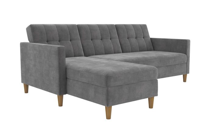 storage sectional futon with chaise - Gray