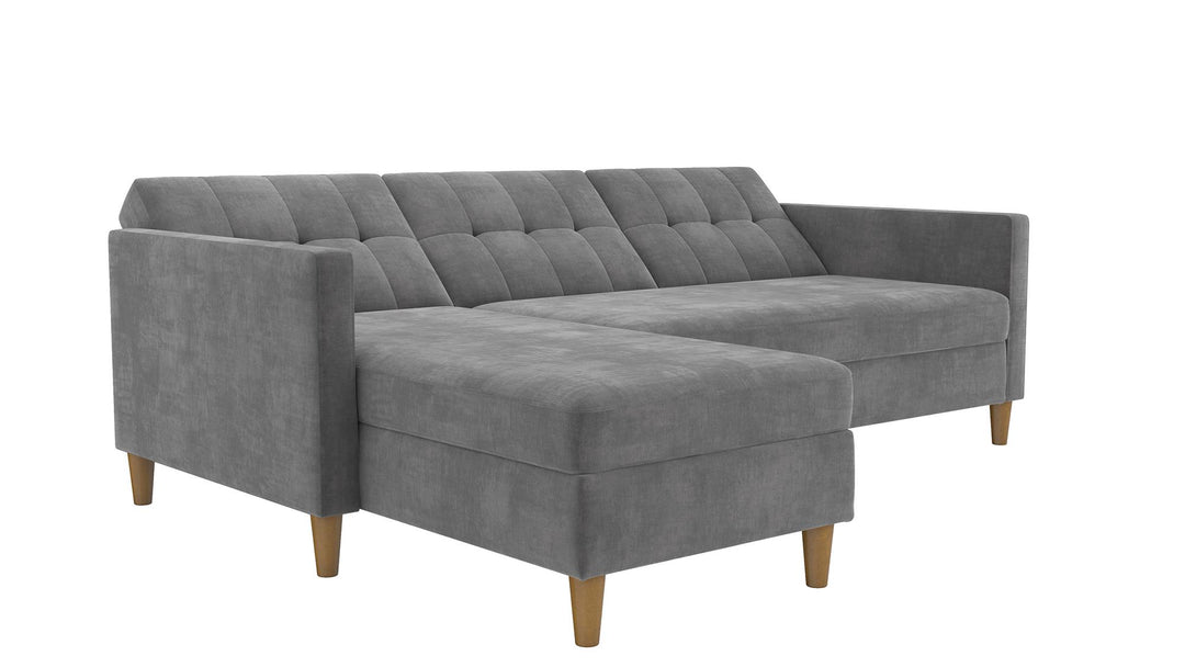 Hartford Reversible Sectional Futon with Storage Chaise - Gray