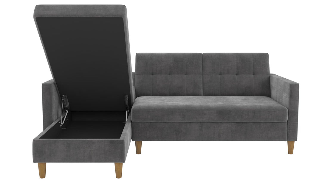 Hartford Reversible Sectional Futon with Storage Chaise - Gray