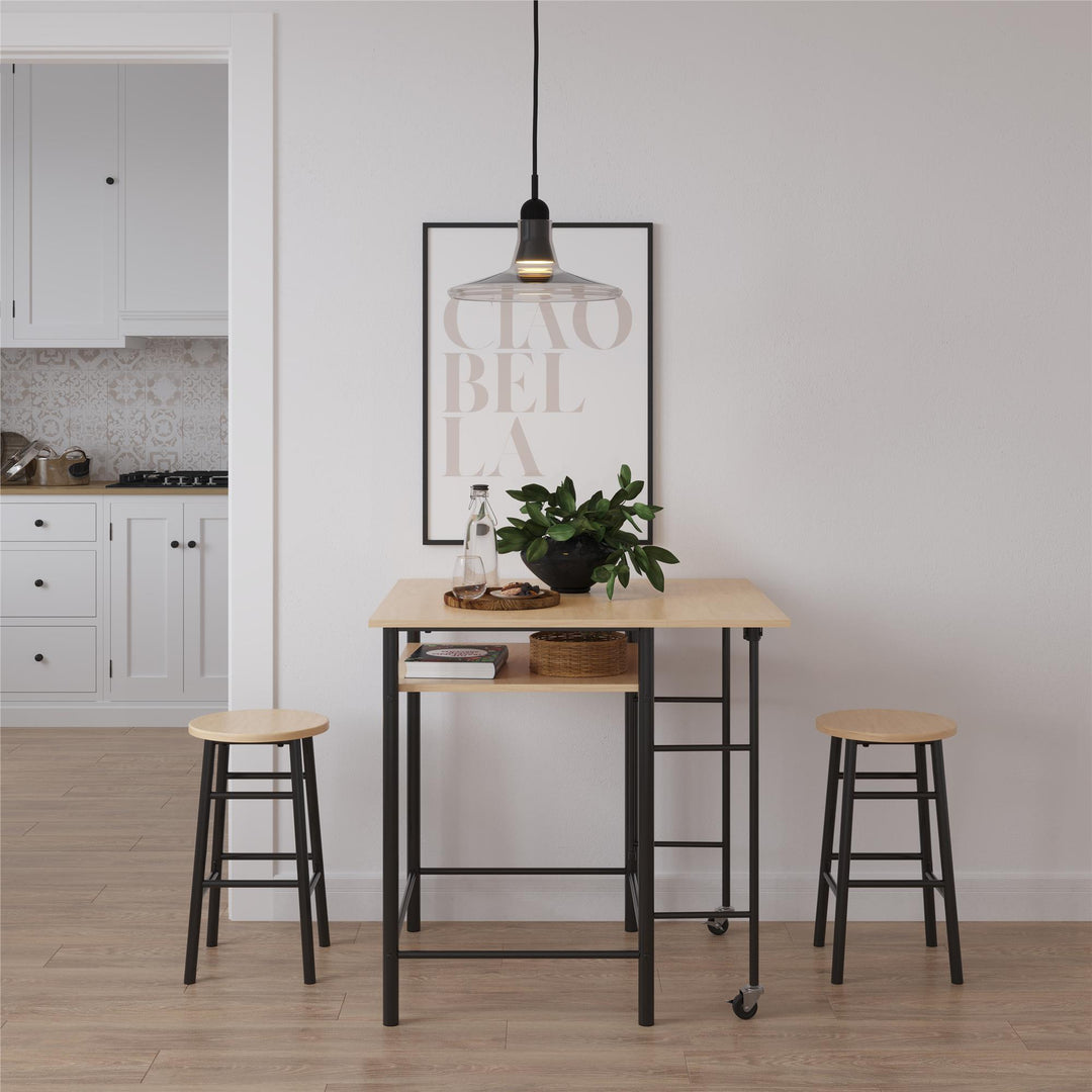 pub table and 2 stools - Natural