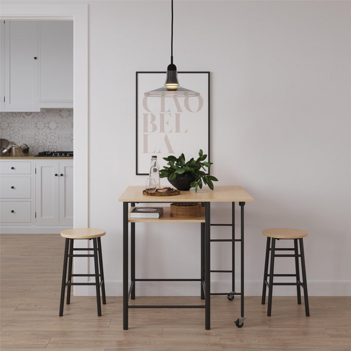 pub table and 2 stools - Natural