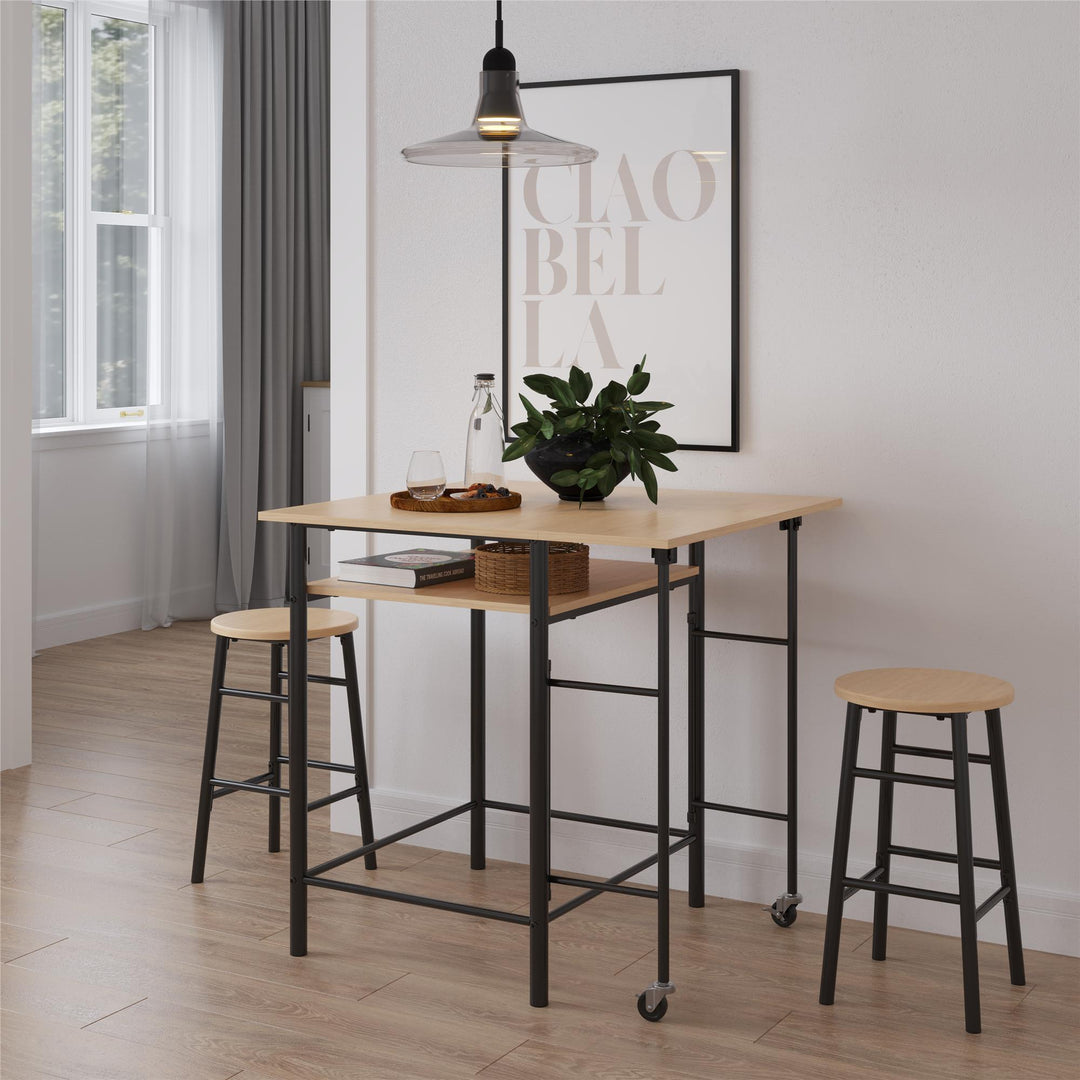 pub table set with metal base - Natural