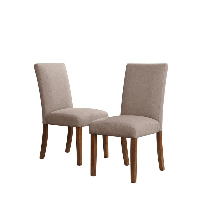 Linen Upholstered Chairs Set of 2 -  Taupe 