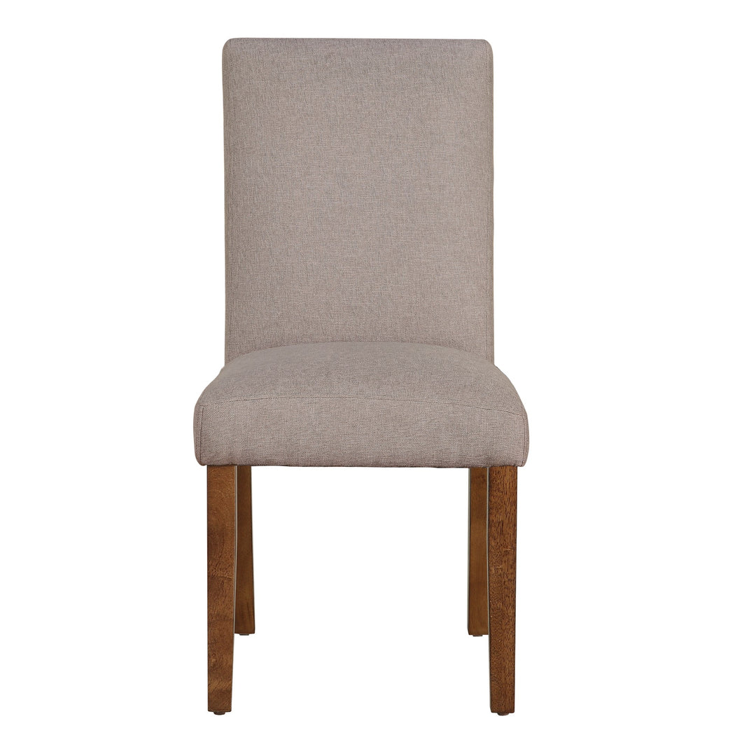 Set of 2 Parsons Linen Upholstered Chairs -  Taupe 