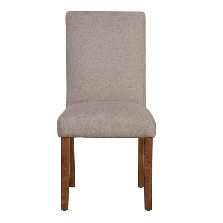 Set of 2 Parsons Linen Upholstered Chairs -  Taupe 
