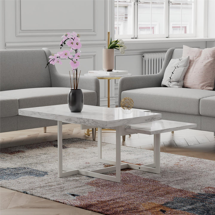 Contemporary Brielle Coffee Table -  White marble