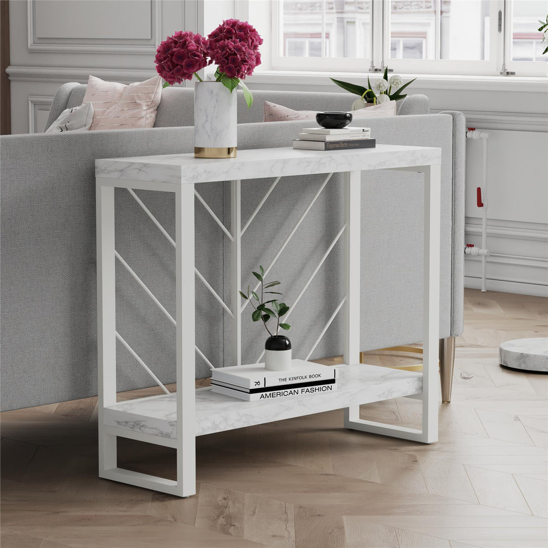Stylish Brielle Console Table -  White marble