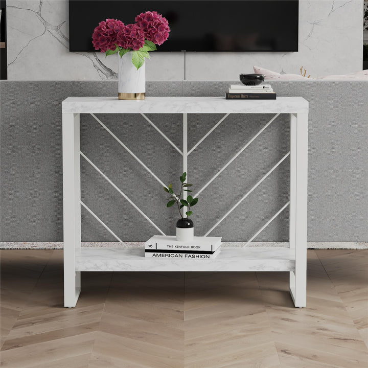 Contemporary Brielle Console Table -  White marble