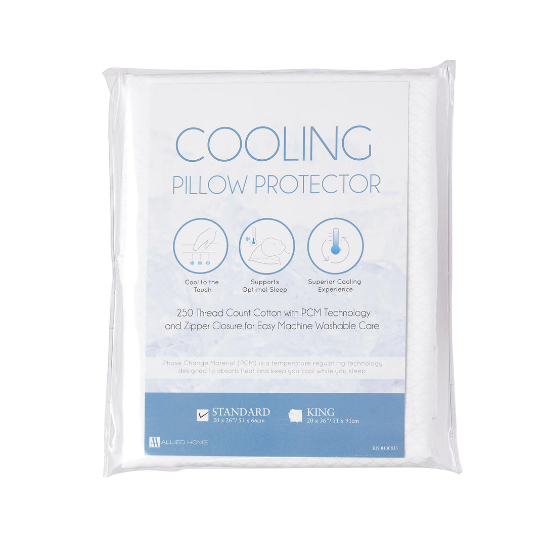 Stay Cool Cooling Pillow Protector with PCM Technology -  White 