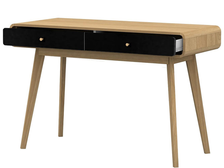 desk with two wide metal side drawers - Natural
