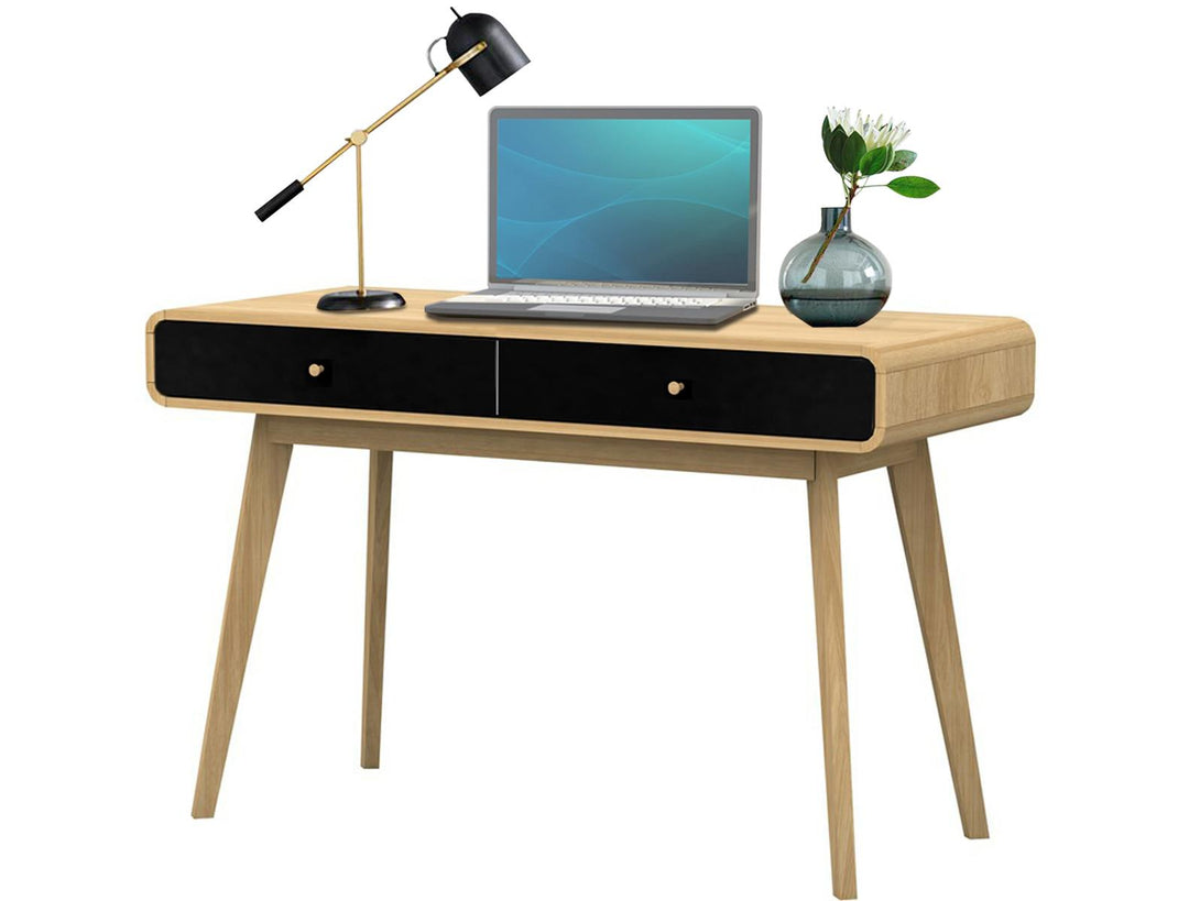 Compact Mid-Century Desk with Two Drawers for Small Spaces – RealRooms