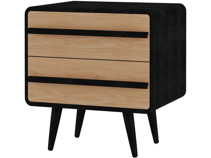 modern nightstand with two drawers - Black