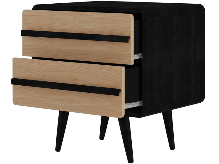 nightstand with two closed drawers - Black