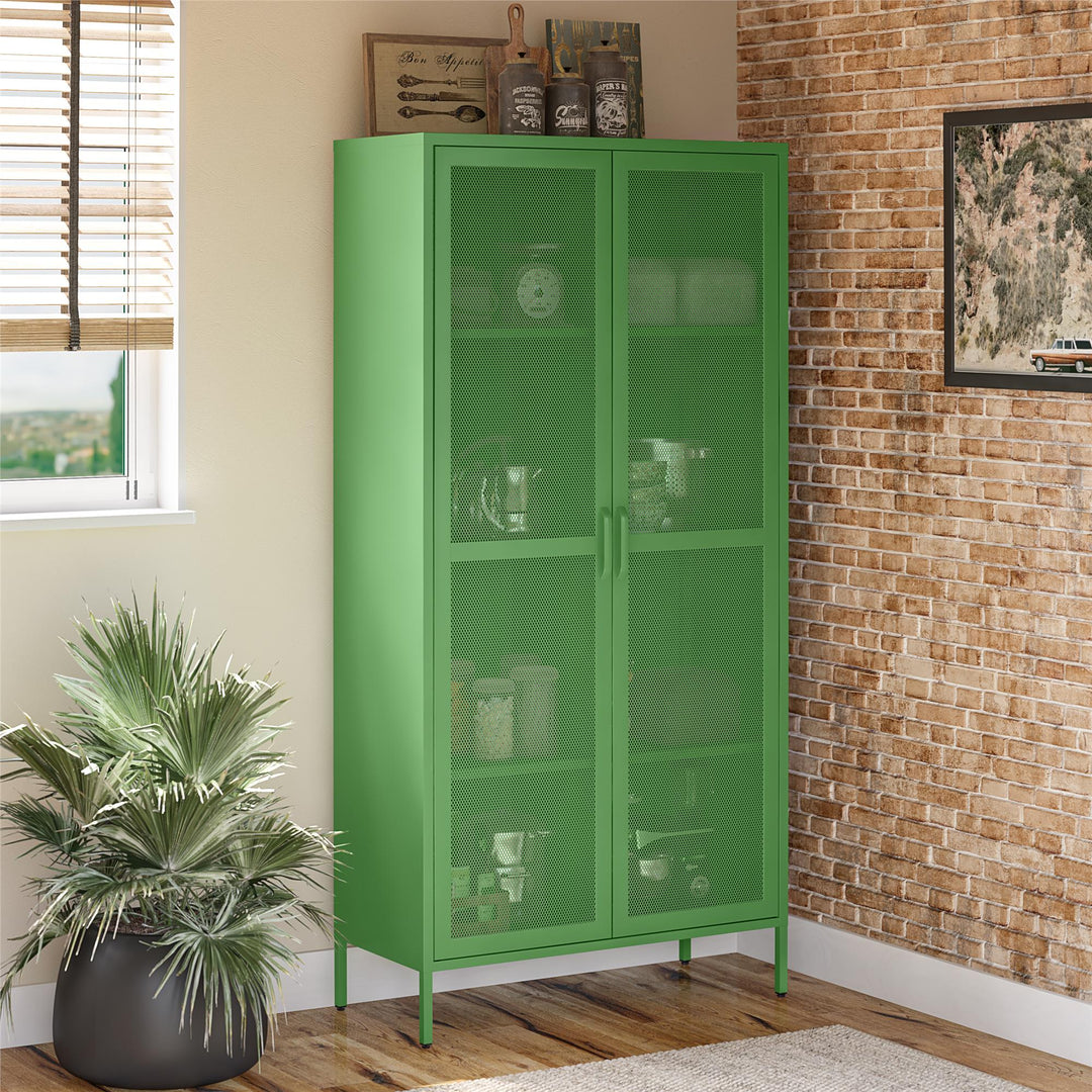 metal cabinet with mesh doors - Kelly Green