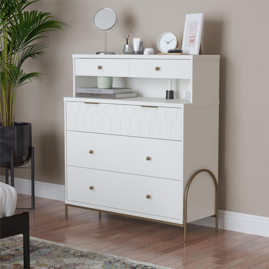 Dresser with Hutch and Drawers -  White