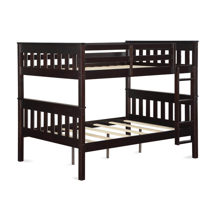 Moon Full-Over-Full Wood Bunk Bed with USB Port and Integrated Ladder  -  Espresso