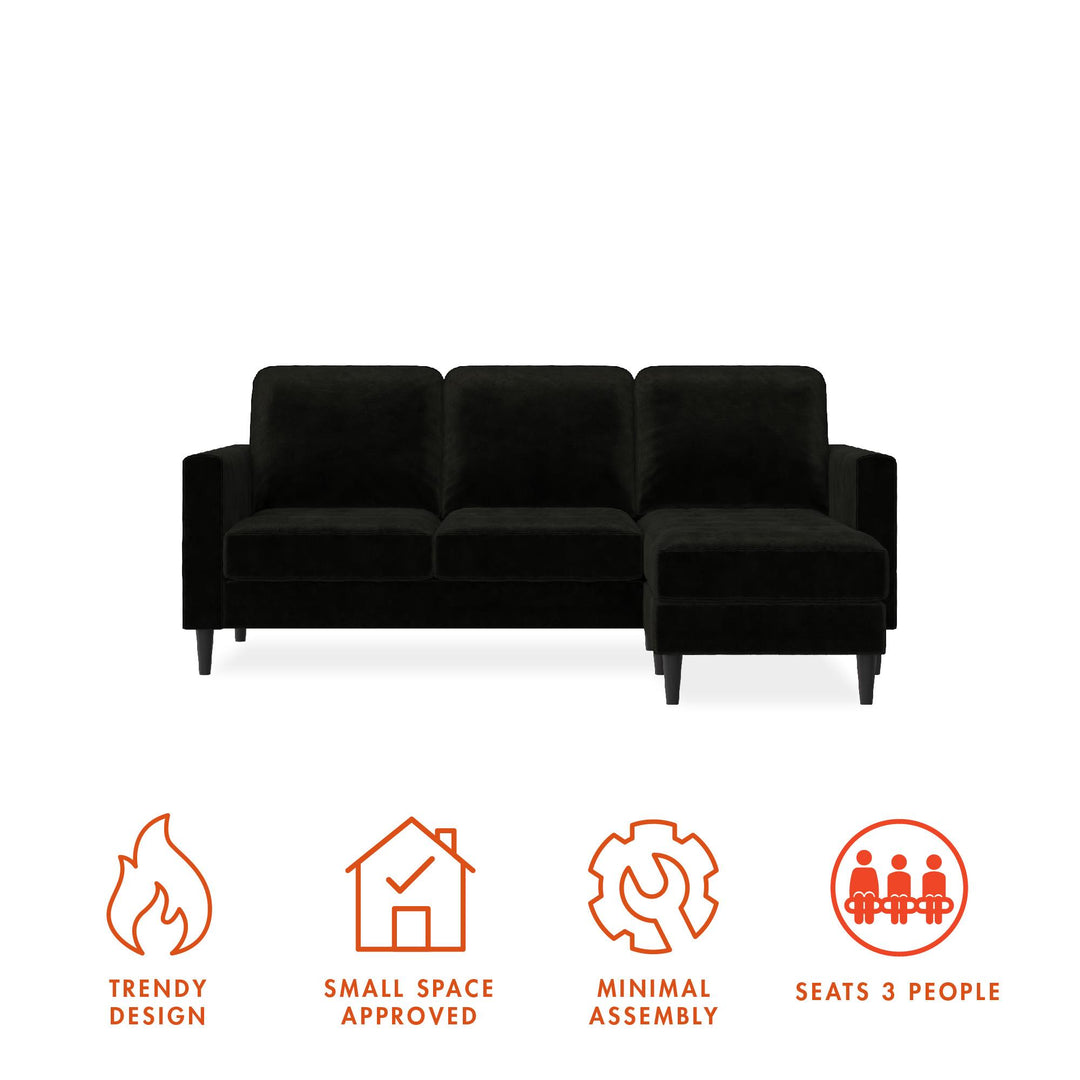 Elegant Strummer reversible sectional sofa -  Black