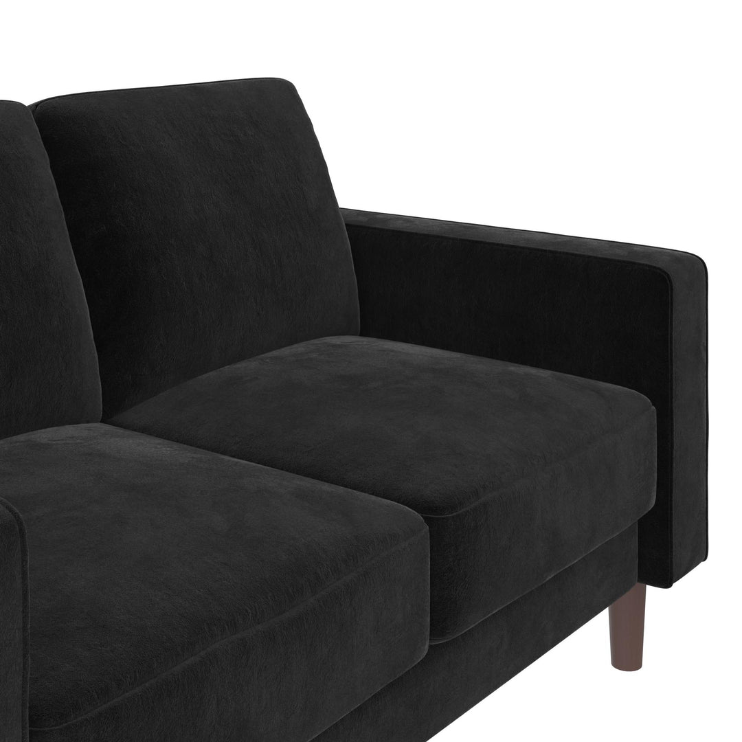 Brynn Fabric Upholstered 2 Seater Sofa with Wood Legs - Black
