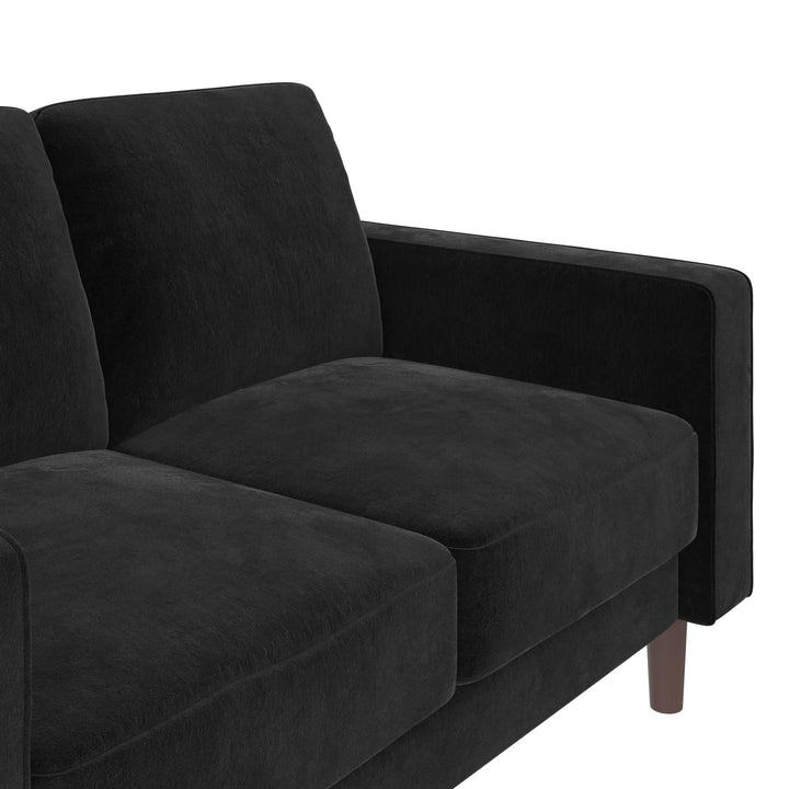 Brynn Fabric Upholstered 2 Seater Sofa with Wood Legs - Black
