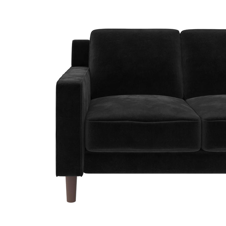 Brynn Fabric Upholstered 2 Seater Sofa with Wood Legs - Black