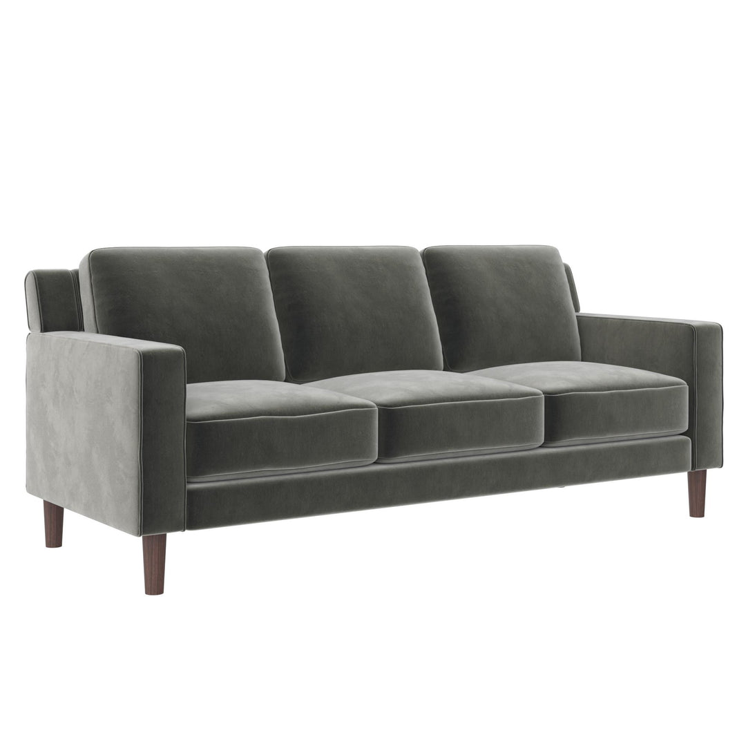 Fabric Upholstered Sofa with Wood Base -  Gray