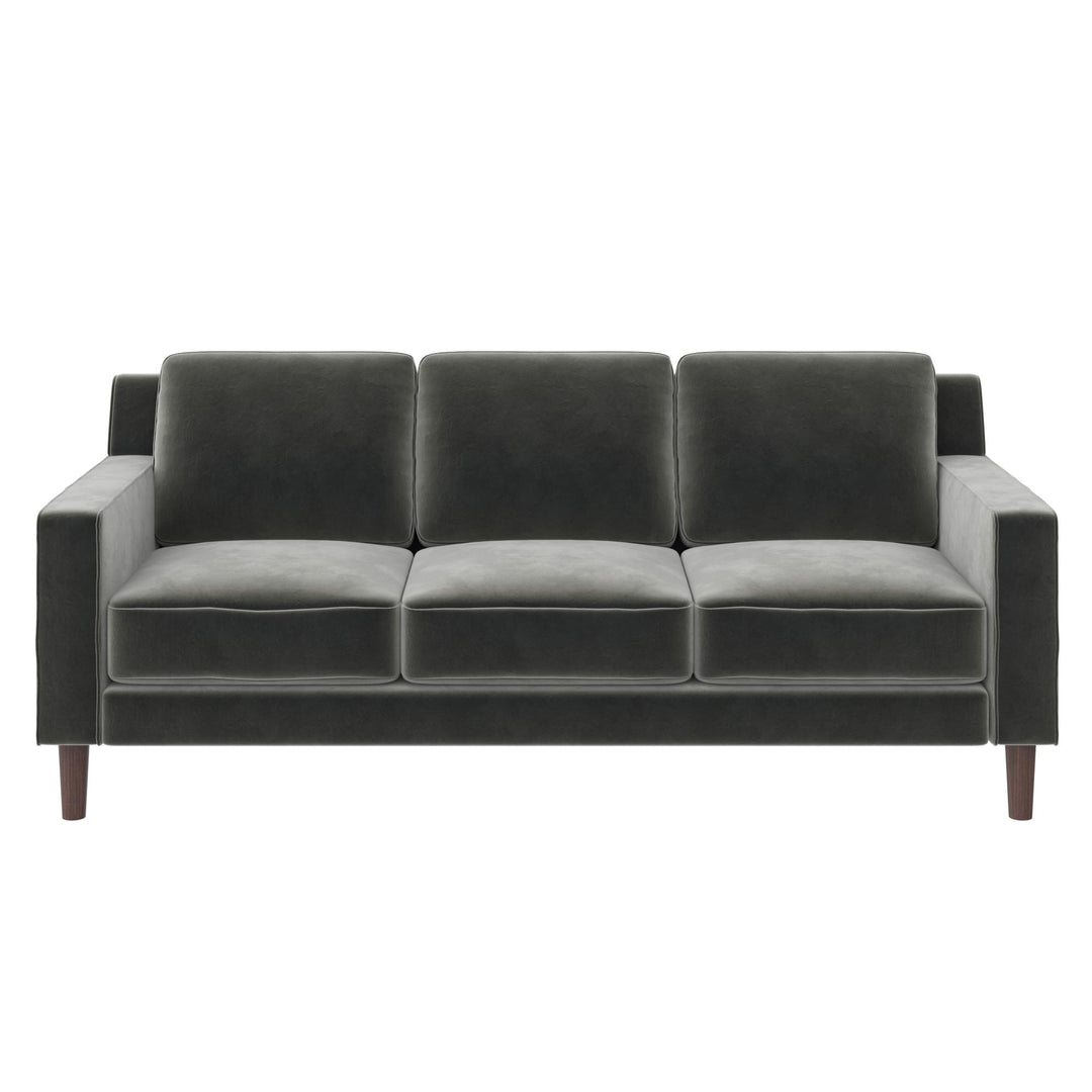 Brynn Fabric Upholstered 3 Seater Sofa with Wood Legs  -  Gray