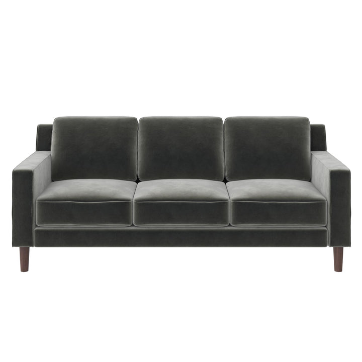 Brynn Fabric Upholstered 3 Seater Sofa with Wood Legs  -  Gray