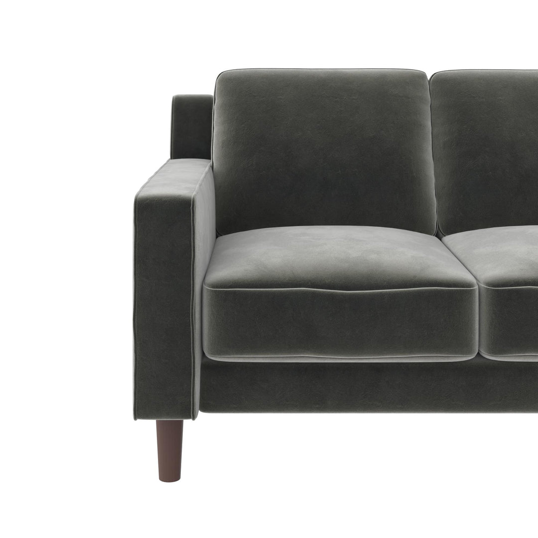 Brynn Fabric Upholstered 2 Seater Sofa with Wood Legs - Gray