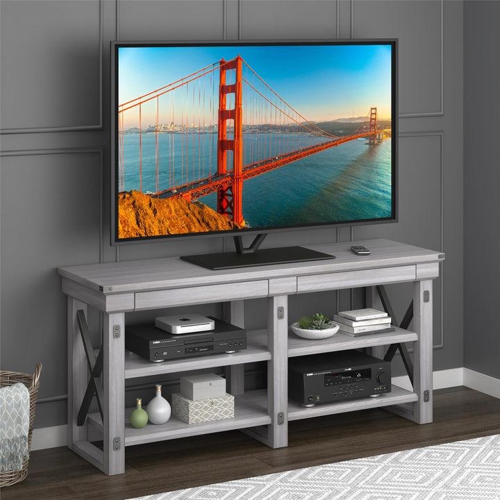 Wildwood Wood Veneer TV Stand for TVs up to 65" - Rustic White