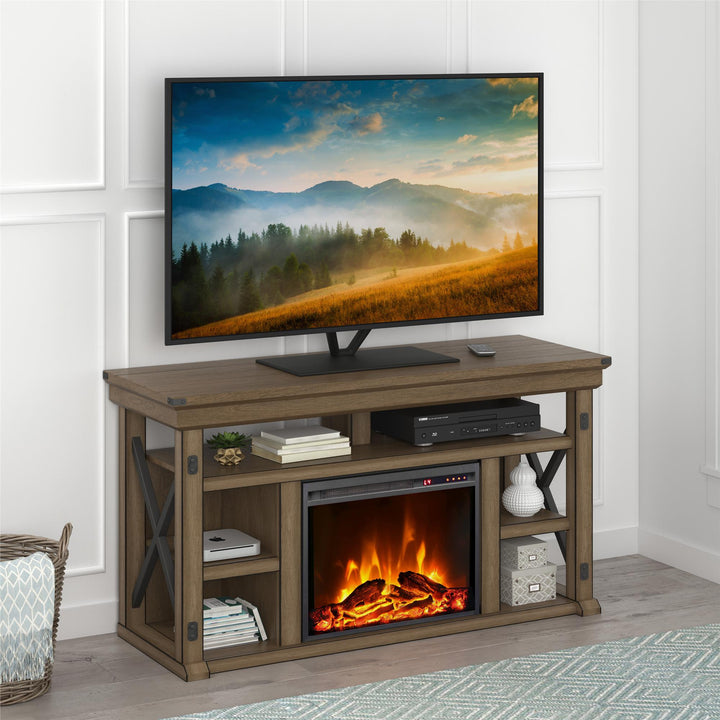 Wildwood Electric Fireplace TV Stand for TVs up to 60 Inch - Rustic Gray