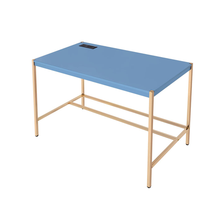 Space-saving writing desk with USB integration - Navy