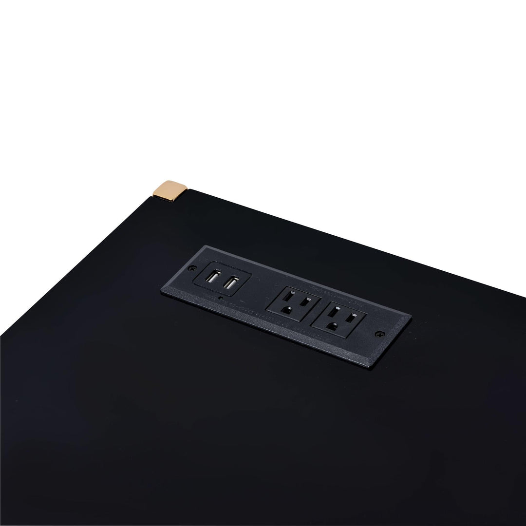 writing desk with usb port - Black