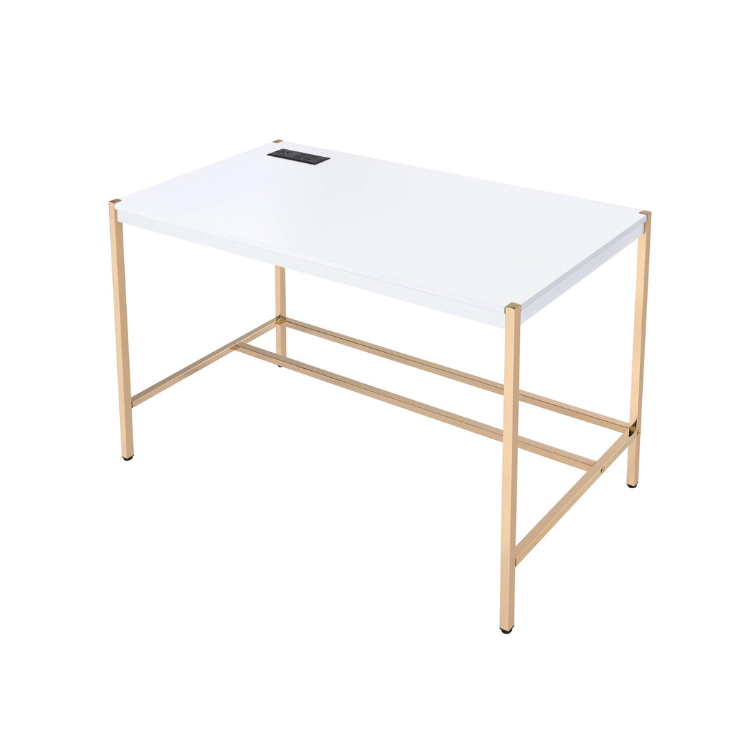 desk with usb ports - White