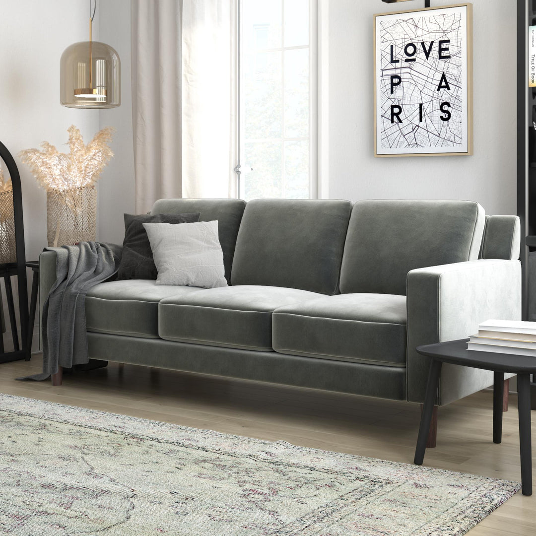3 Seater Sofa with Wood Legs -  Gray