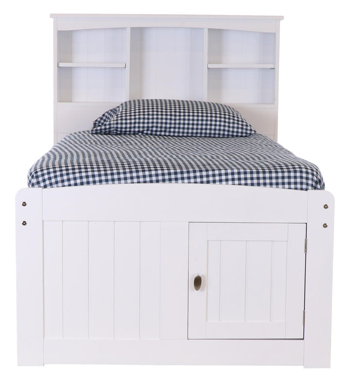 full bed with shelf headboard  - White