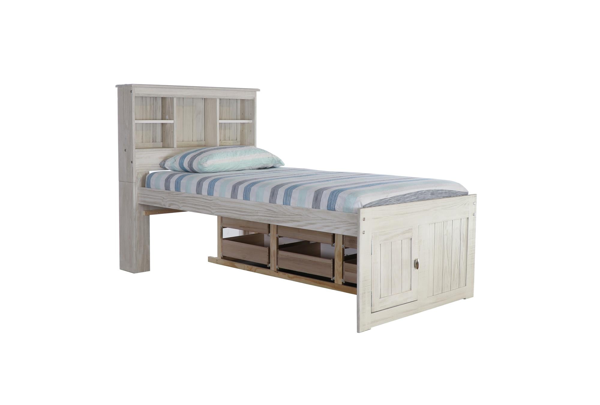 White twin bed deals with 6 drawers