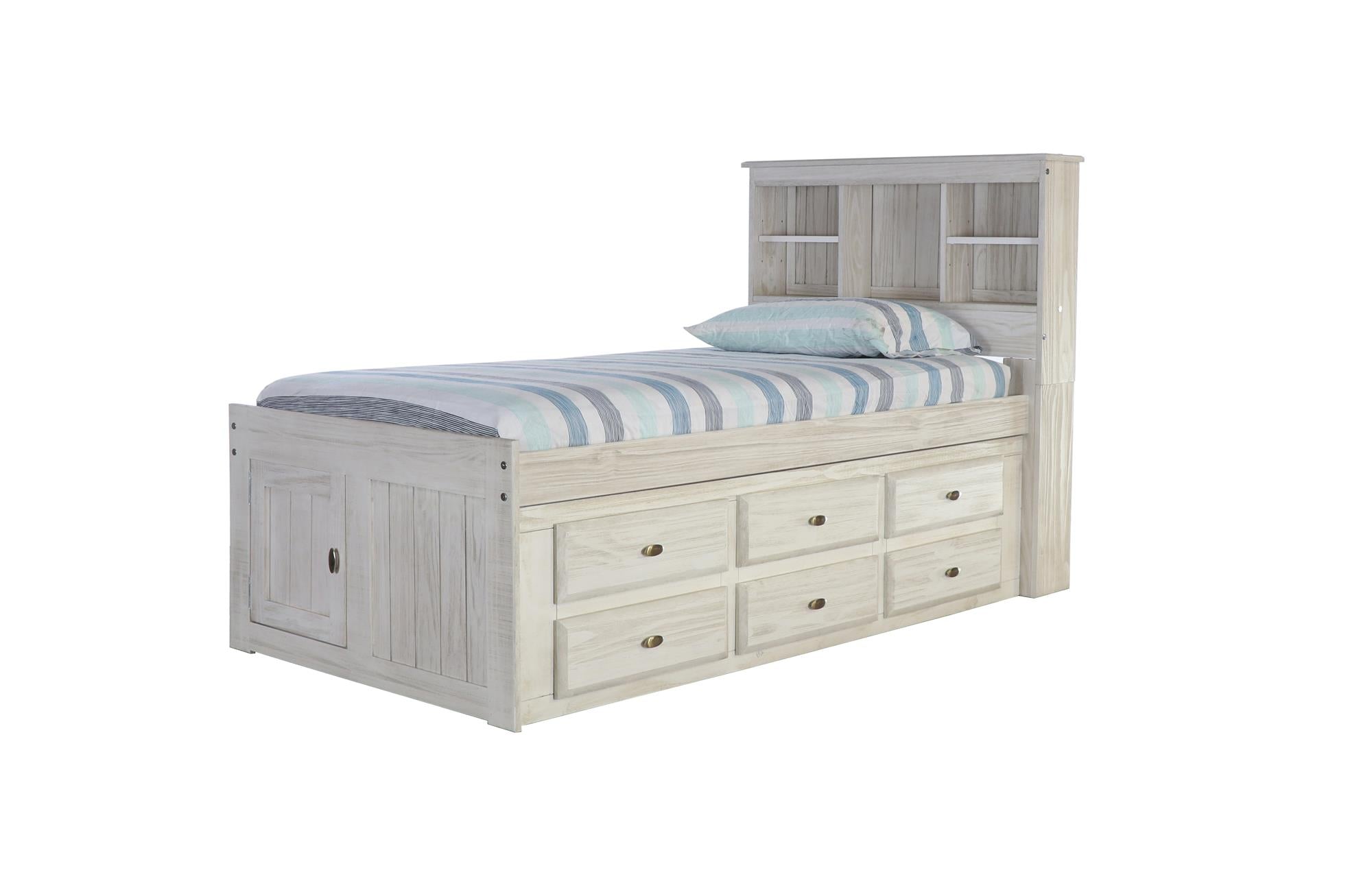 Twin bed with storage drawers and bookcase headboard sales