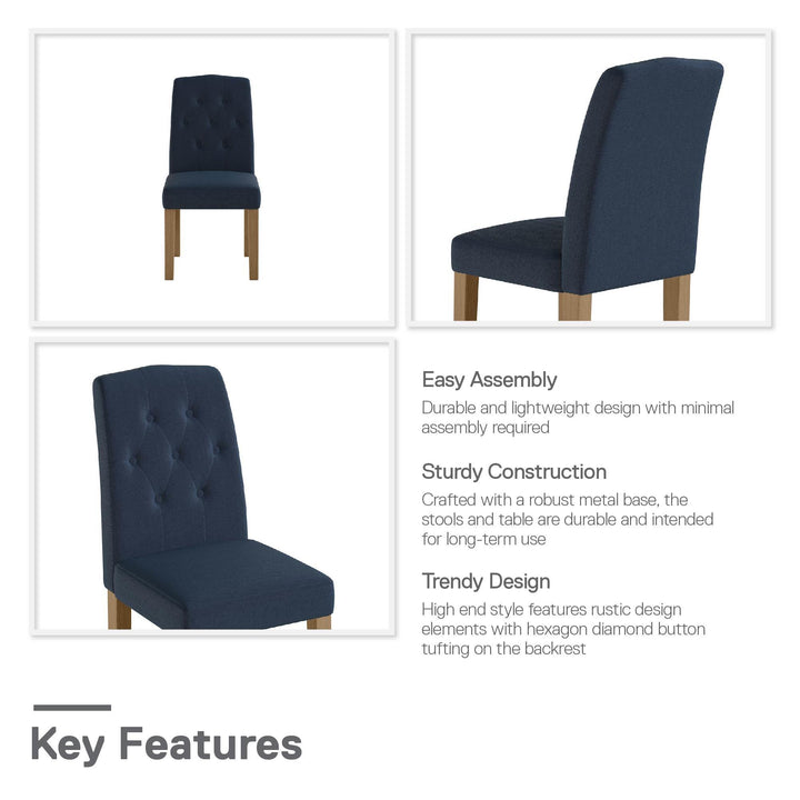 Solid Wood Frame Dining Chair with Jane Parsons Design -  Navy
