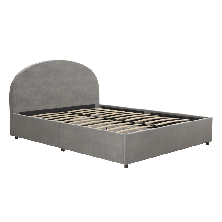Stylish Moon bed with storage drawers -  Light Gray  -  Full