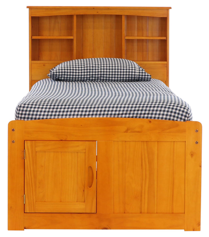 trundle bed with bookcase - Honey