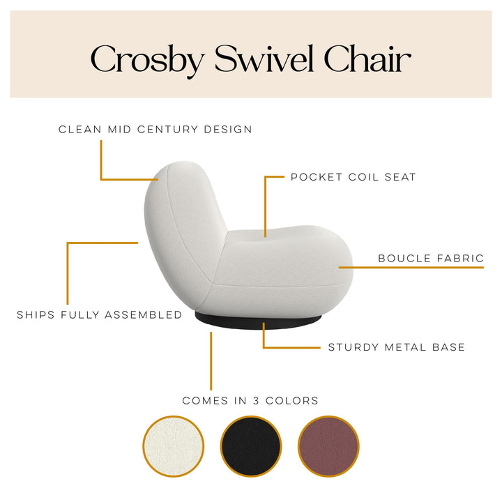 modern boucle swivel chair - White